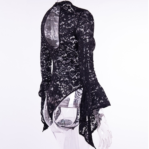 Black Floral Lace Bodysuit - Picture 8 of 8